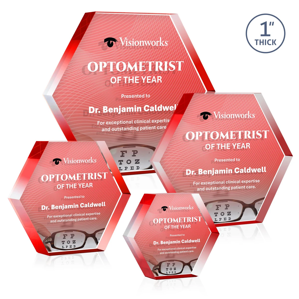 Markville Hexagon VividPrint™ Double Sided Award - Red 1