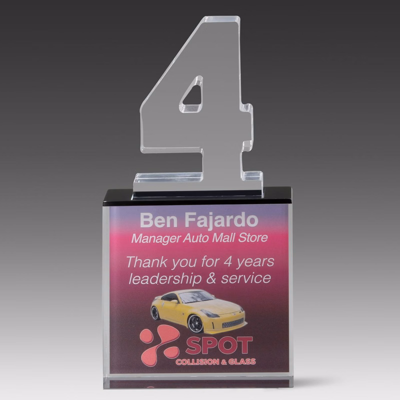 Recognition Number Award 4 (4" x 8" x 1")