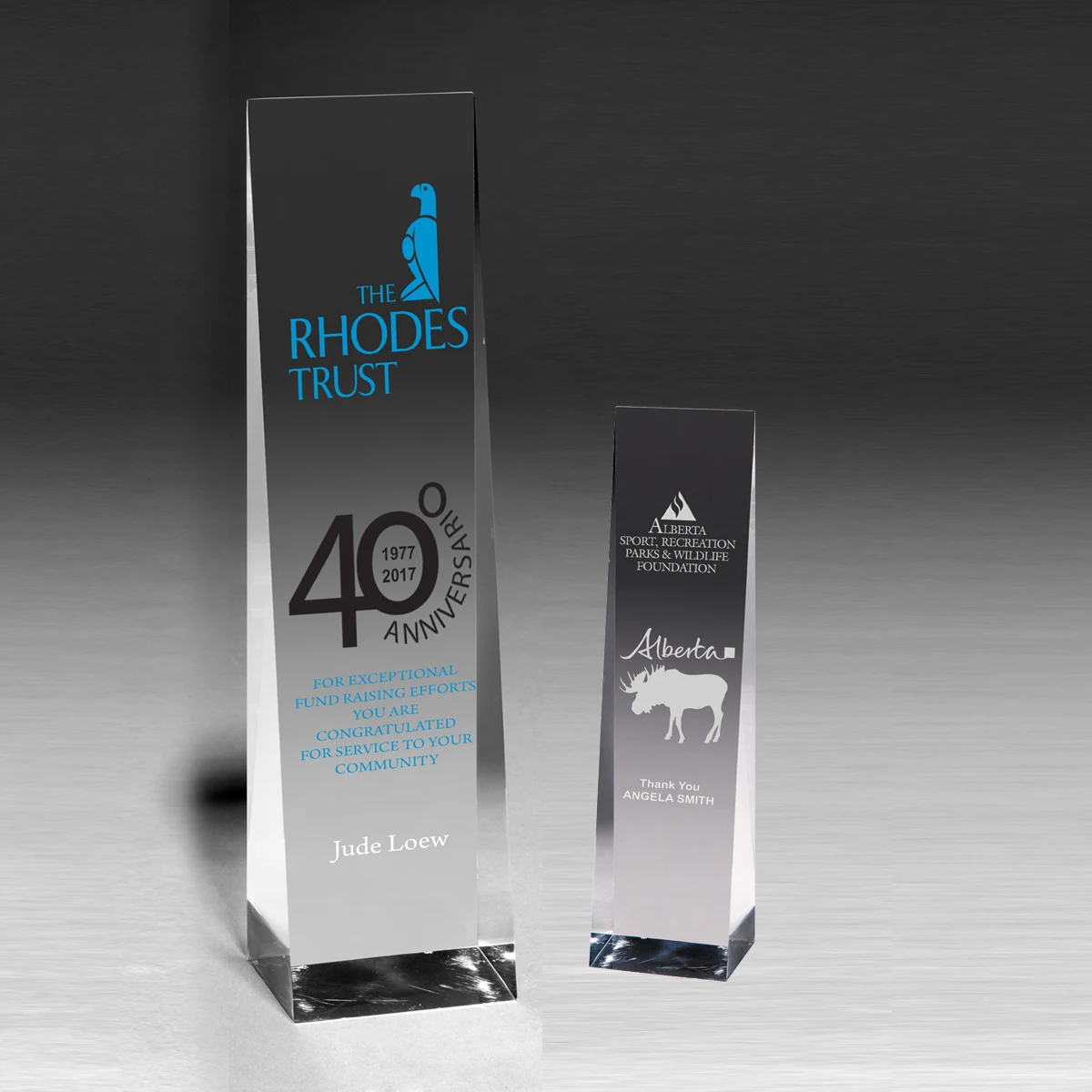 Laser Engraved Angeled Obelisk Award - 9 1/2" 1