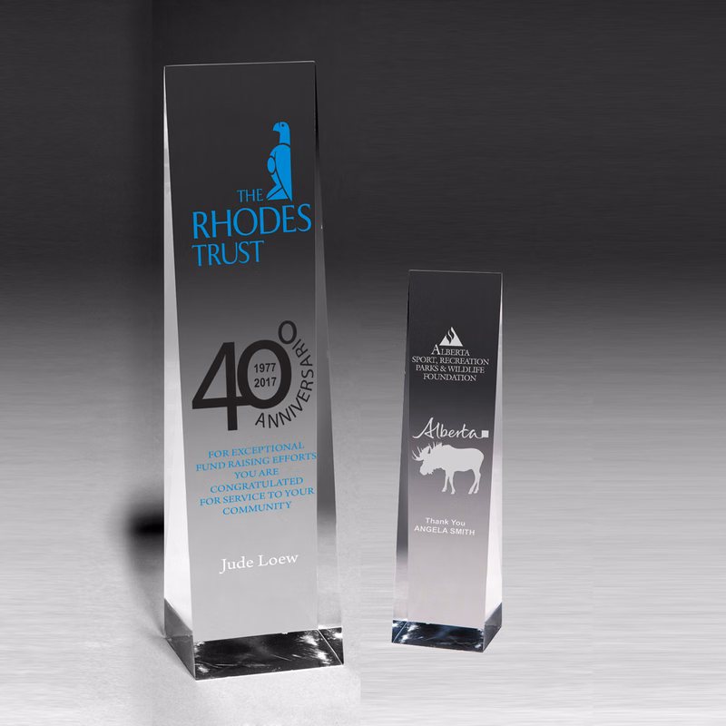 Laser Engraved Angeled Obelisk Award - 9 1/2"