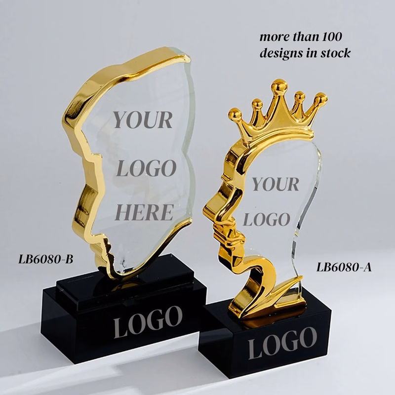 Engraved Figurines Crystal Trophy Award Display Queen