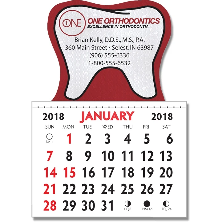 Designer Shaped Kwik-Stik 6 Mil Smooth Vinyl Calendar w/ Tooth Top 1