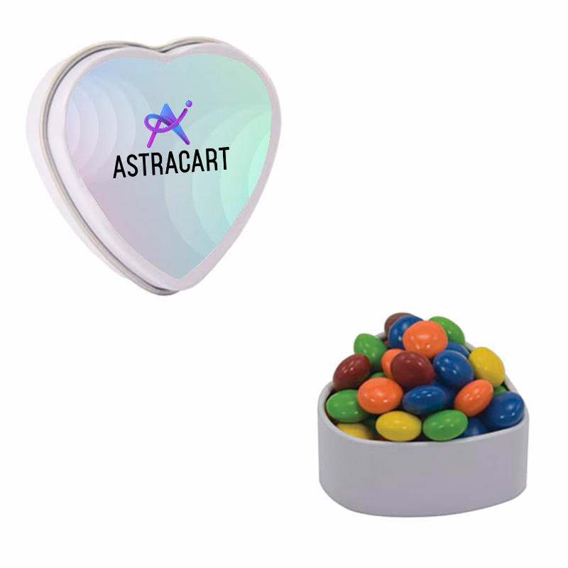 Small Heart Tin - Colored Candy, Chocolate Littles