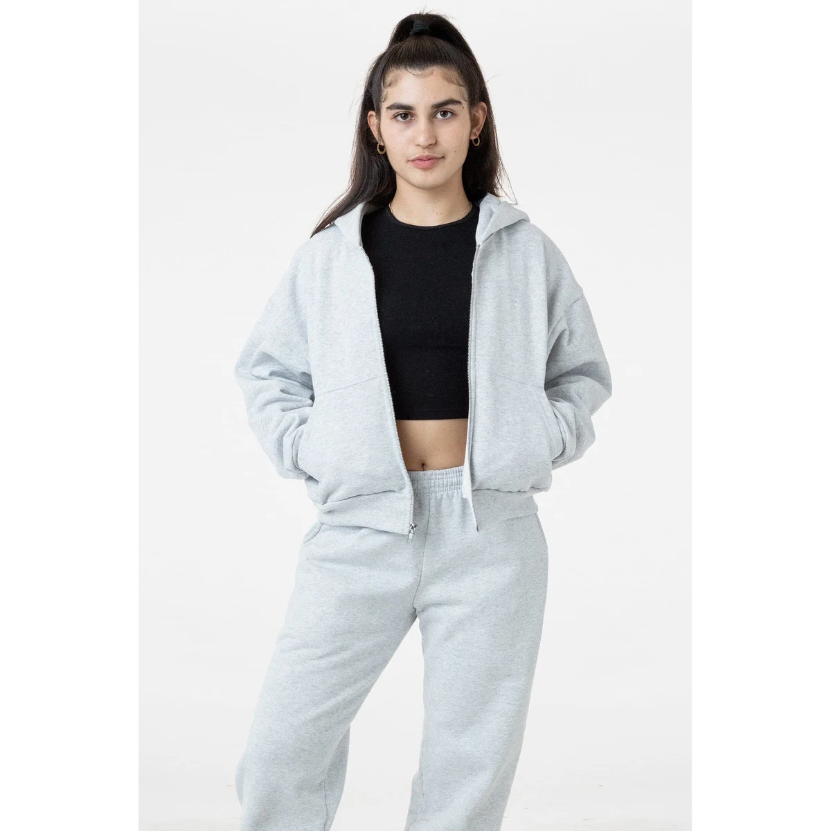 14 OZ HEAVY FLEECE CROPPED ZIP UP 1