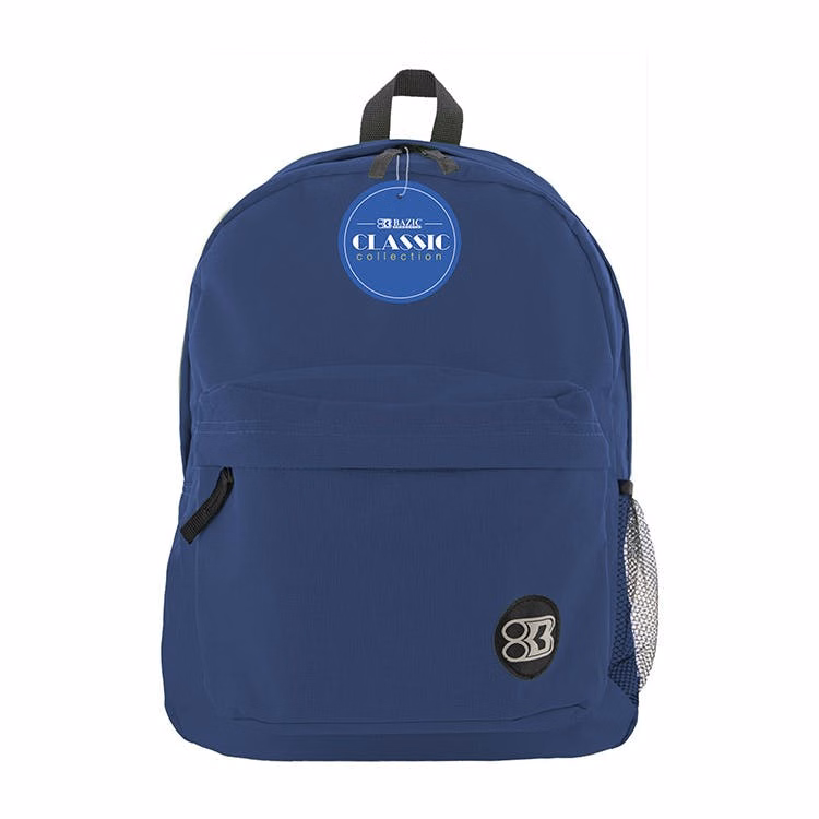 17" Classic Backpacks - Navy Blue Mesh Pocket