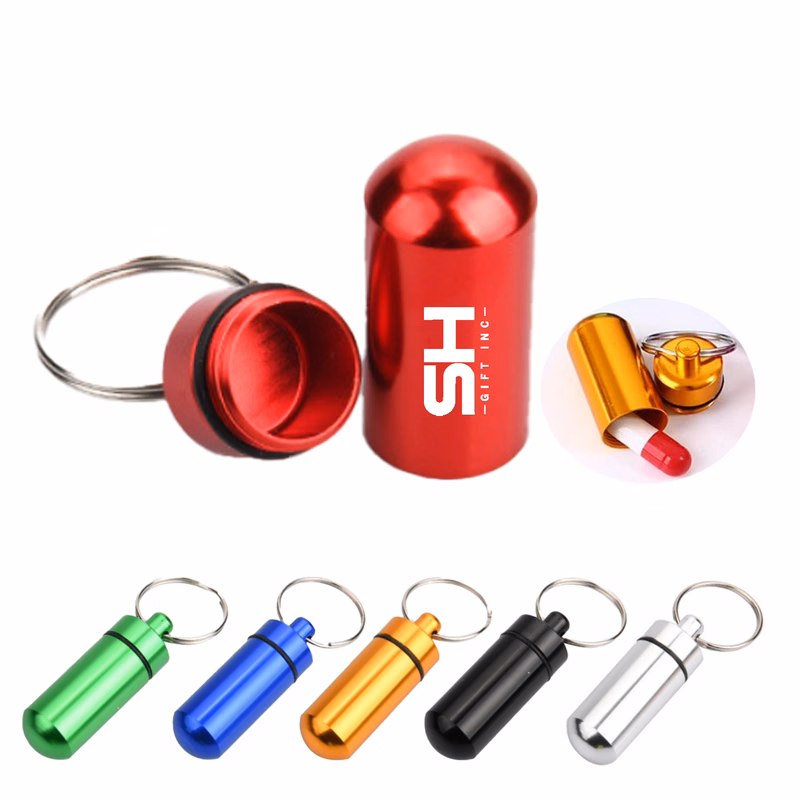 Waterproof Aluminum Small Medicine Box with Keychain