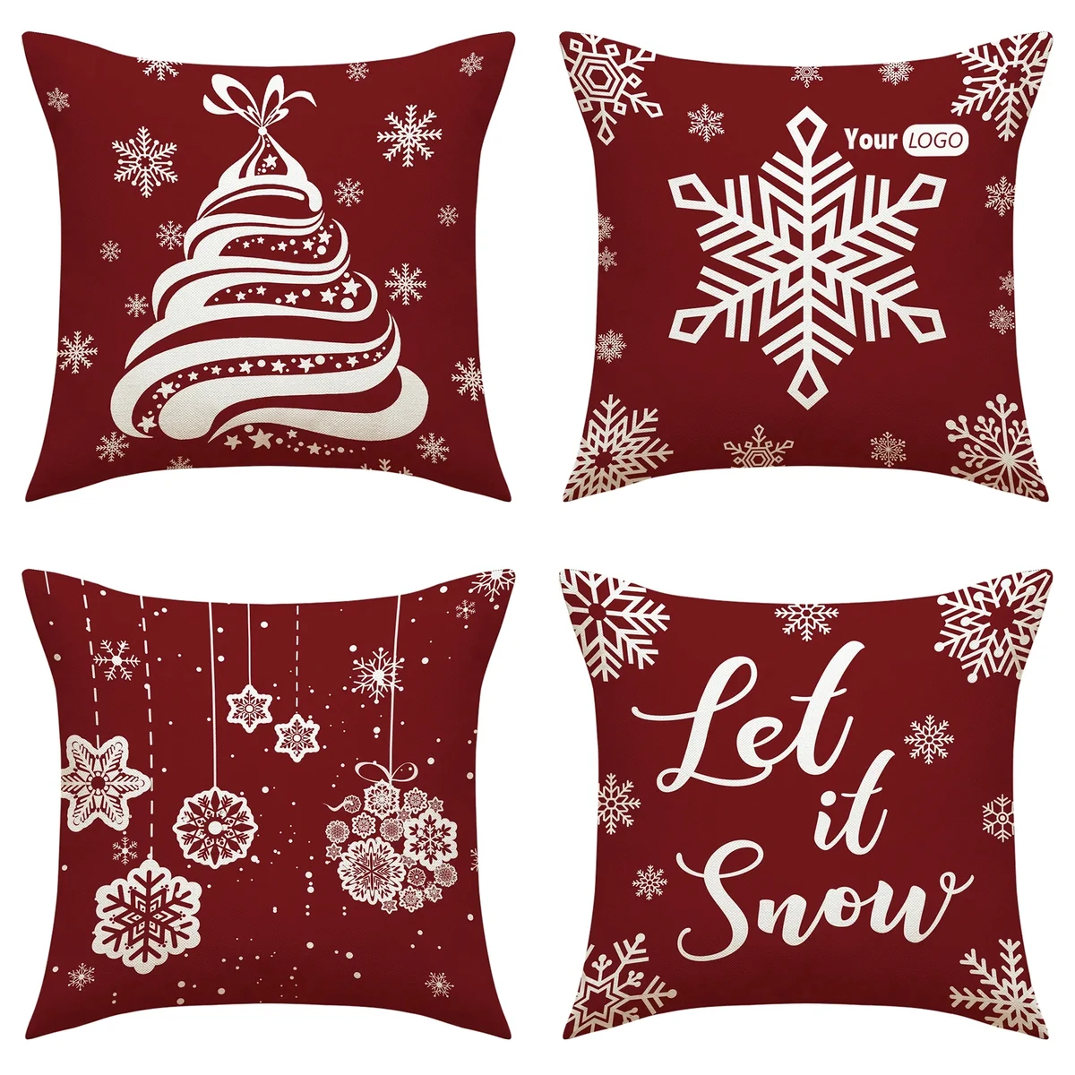 Flax Red Christmas Cushion Pillowcase 1