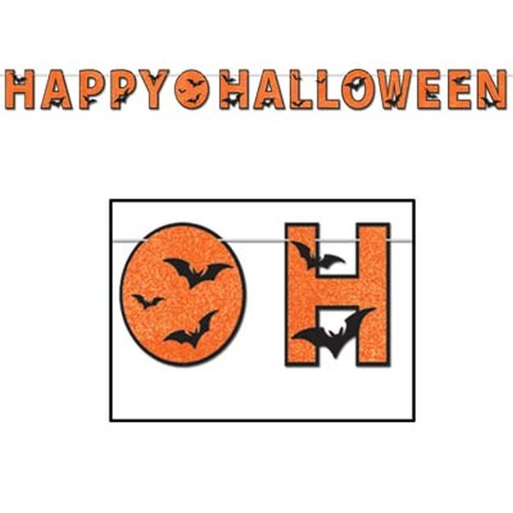 Glittered Happy Halloween Streamers 1