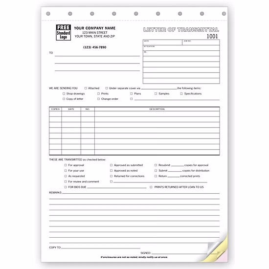 Letters Of Transmittal - Classic