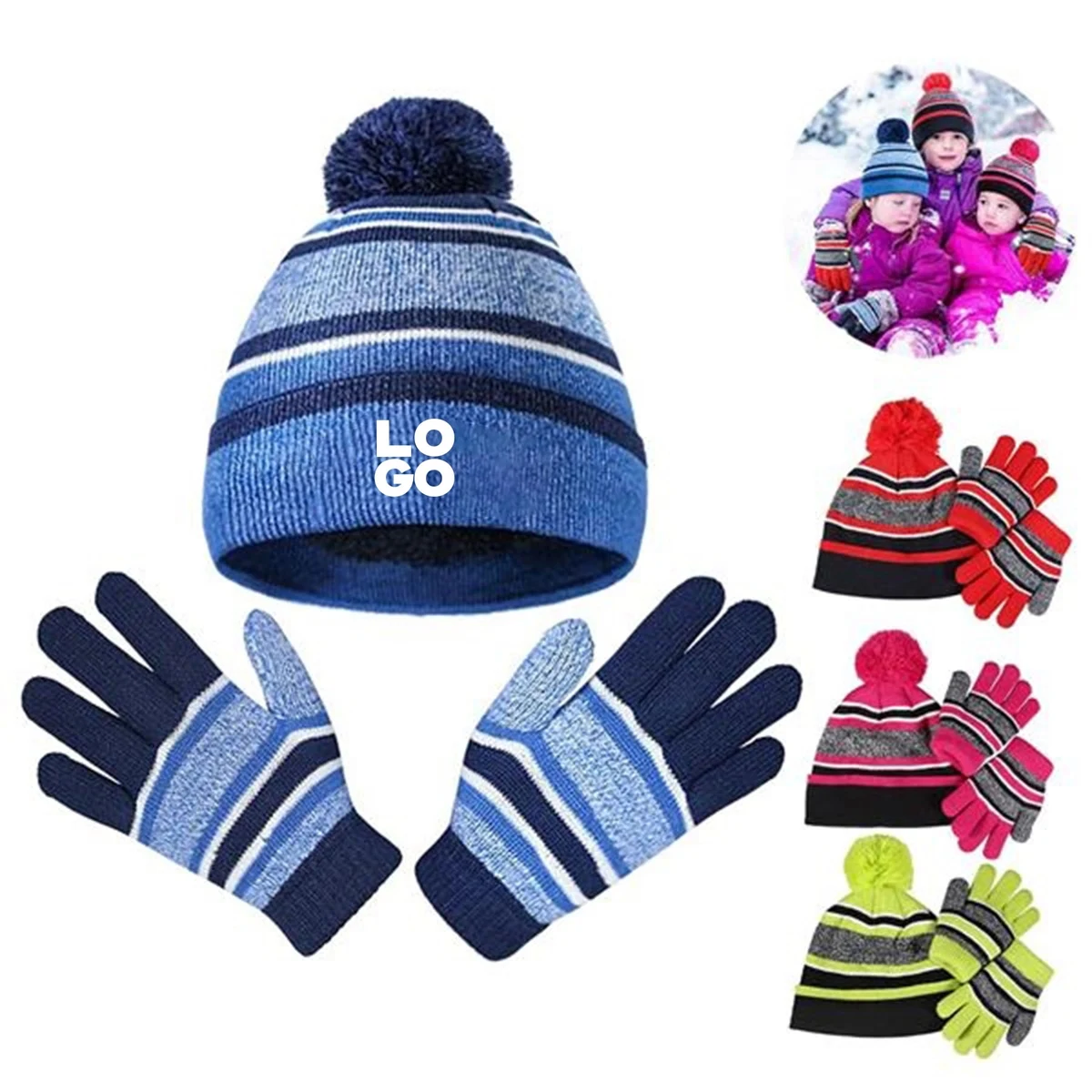 Winter Kids hat gloves set 1
