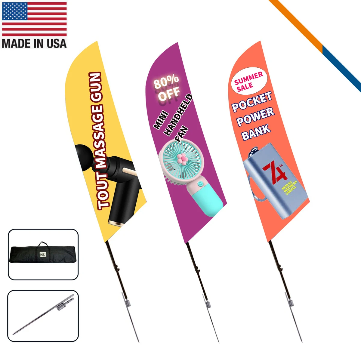 9' Bluet Double-Sided Angle Flag 1