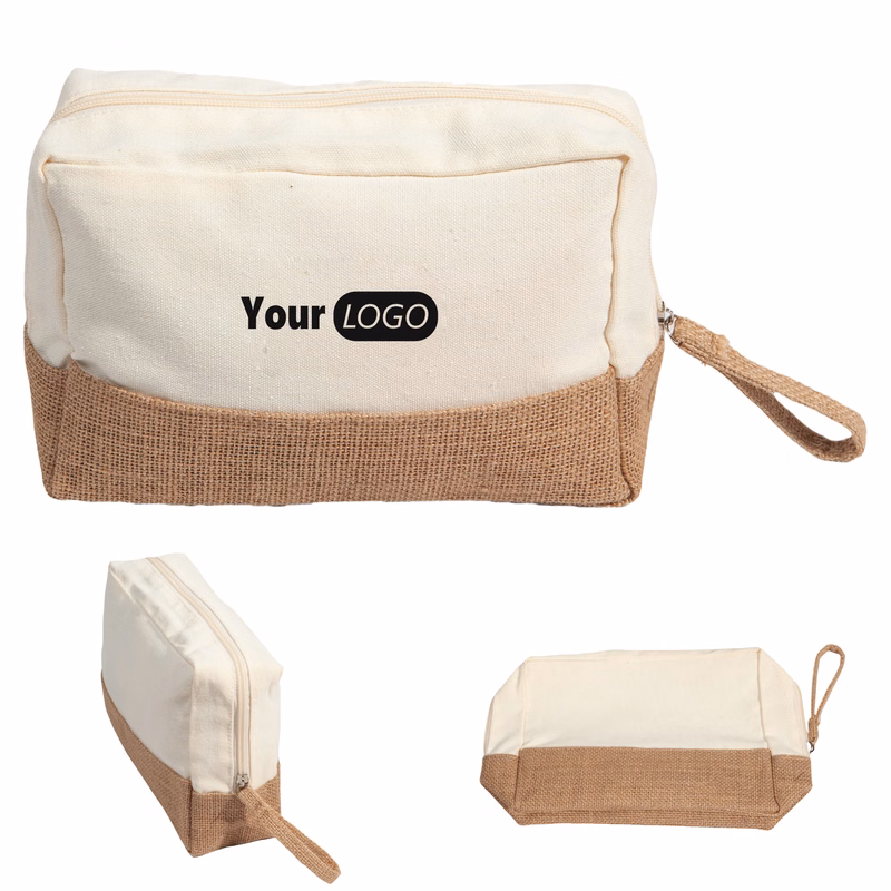 Canvas Eco-Chic Jute-Trim Toiletry Bag For Travel And Organization