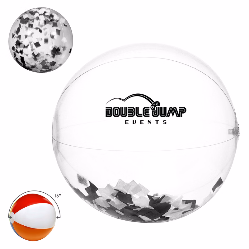 16" Black and White Confetti filled Beach Ball