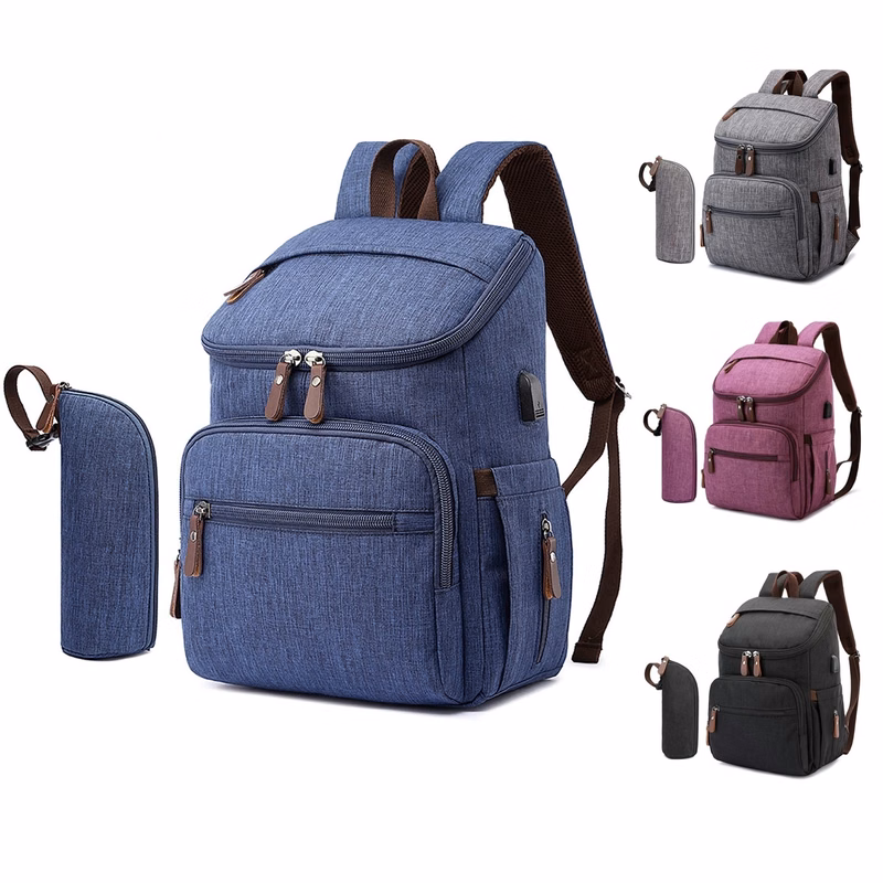 Diaper Backpack With Baby Bottle Bag