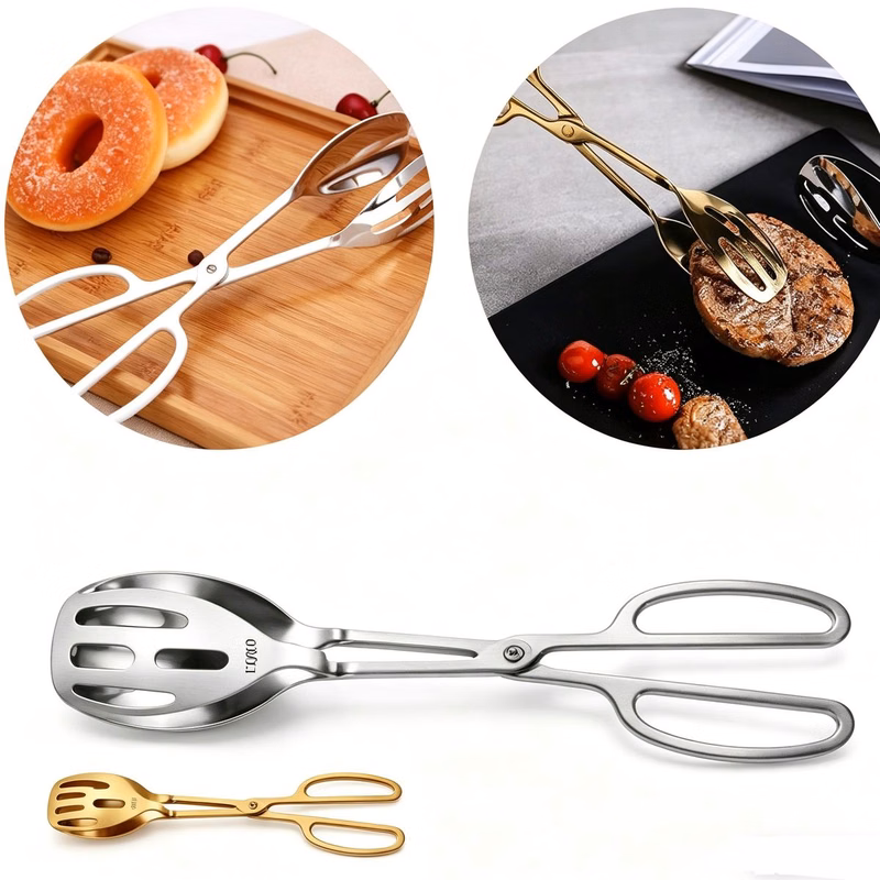 Stainless Steel Serving Scissor Tongs for Kitchen BBQ