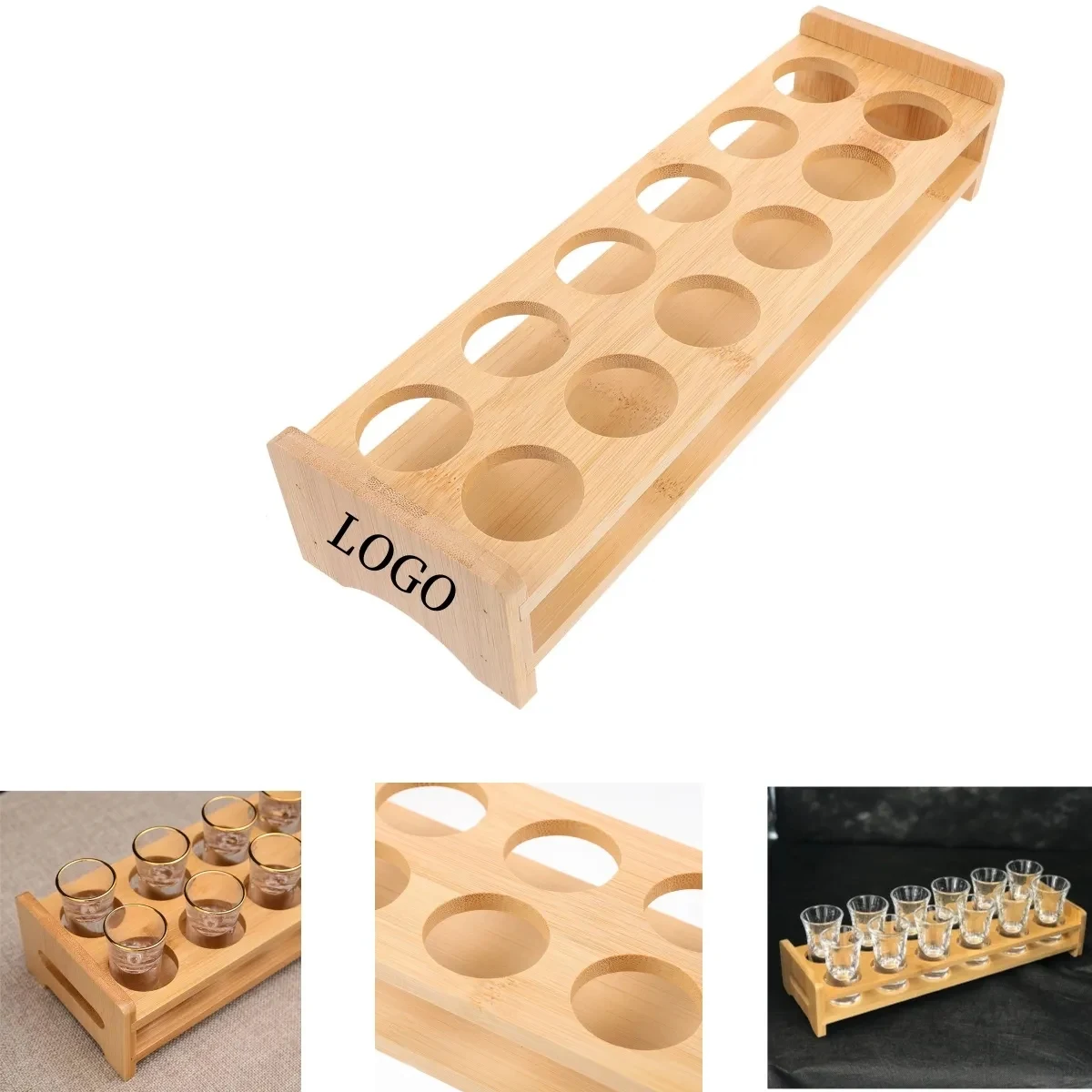 12-Glass Beer Shot Glasses Tray Storage Holder 1