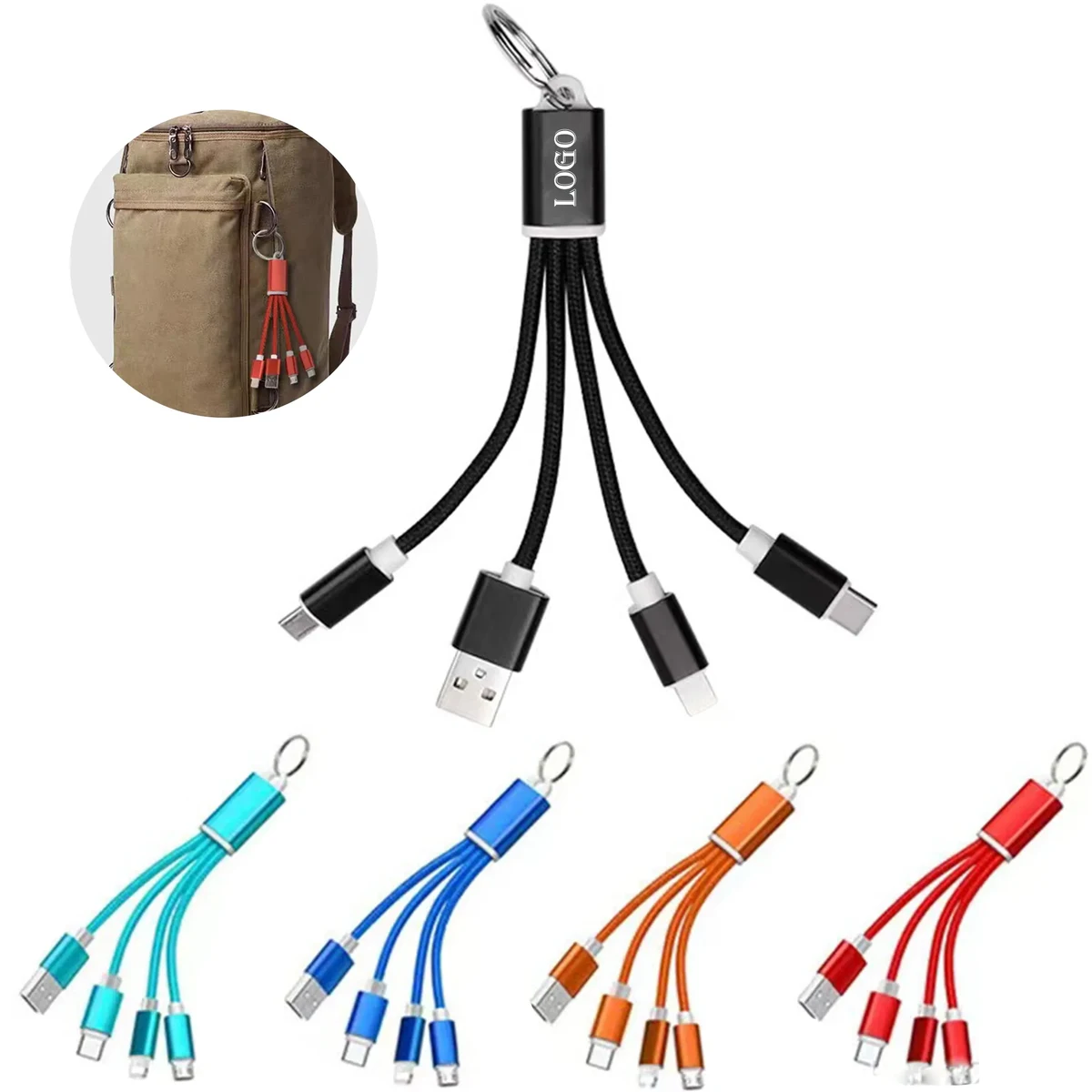 MOQ 50 Aluminum Alloy 3-in-1 Braided Charging Cable 1