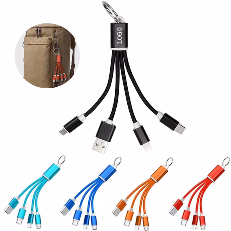 MOQ 50 Aluminum Alloy 3-in-1 Braided Charging Cable
