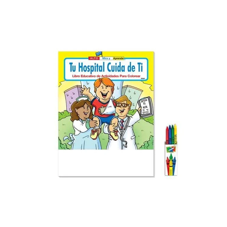 Your Hospital Cares About You Coloring & Activity Books with Crayons (Spanish) 1
