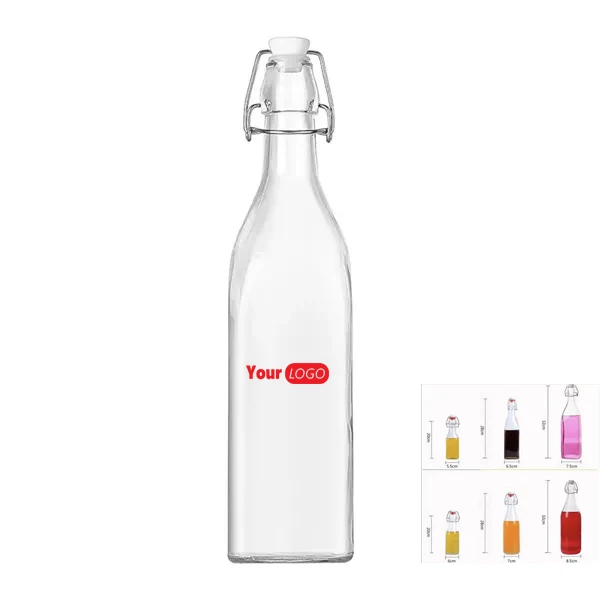 lear Glass Water Bottles with Wire Lids 1