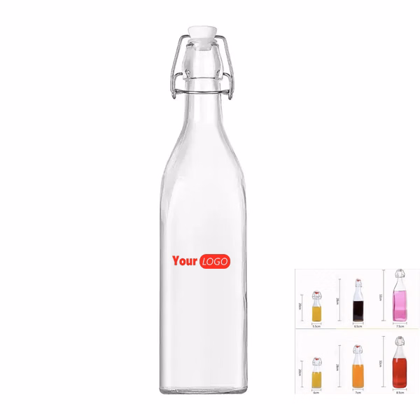 lear Glass Water Bottles with Wire Lids