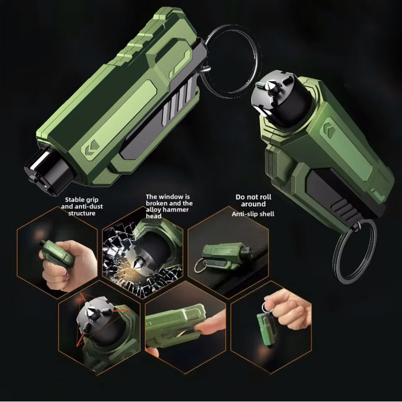2-in-1 Emergency Window Breaker & Seatbelt Cutter Keychain