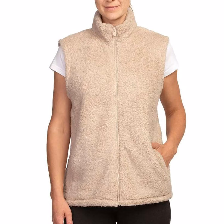 Women's Sherpa Vests Sand Large