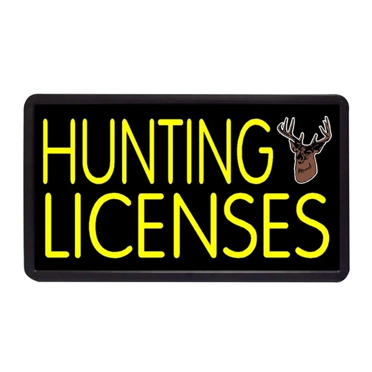 Hunting Lincenses 13" x 24" Simulated Neon Sign 1