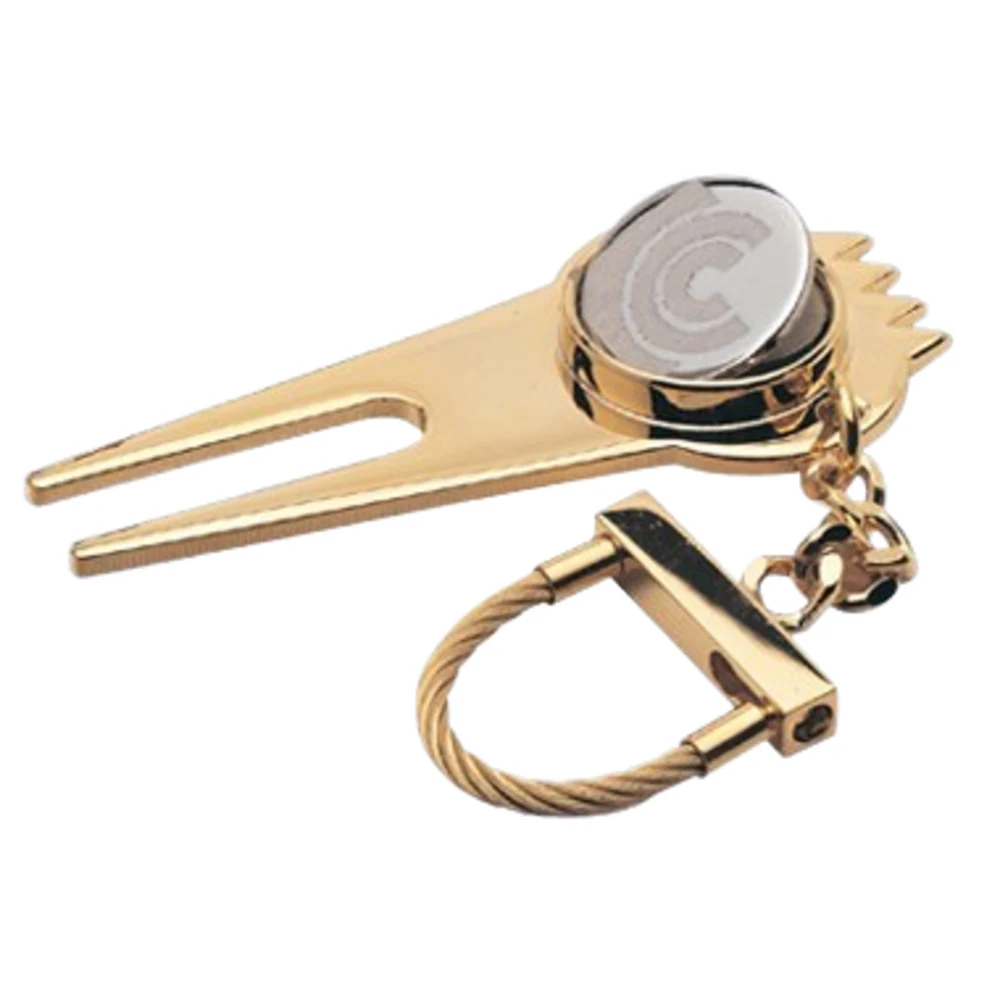 GOLD PLATED GOLF DIVOT MARKER SCRAPER KEY CHAIN 1