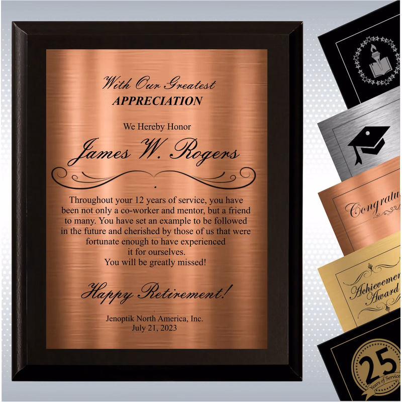 Black Matte Retirement Gift Award Plaque