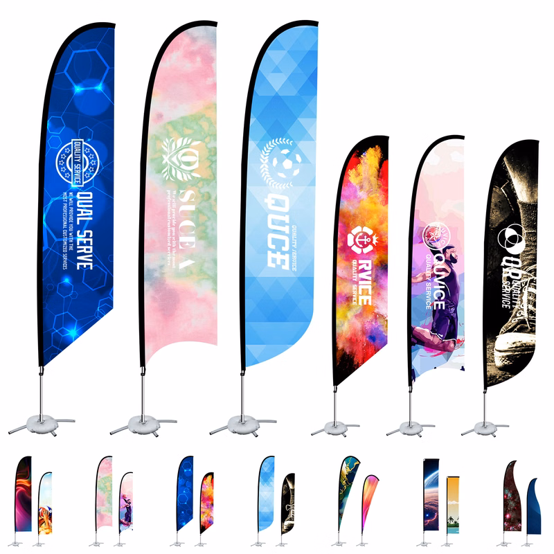 9ft Double Sided Printed Feather Beach Flag Kit W/ Cross Base & Water Bag