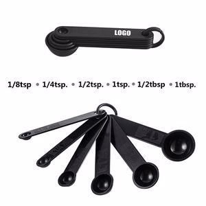 Ultimate 6 In 1 Black Measuring Spoon With Easy To Read Volume Markings