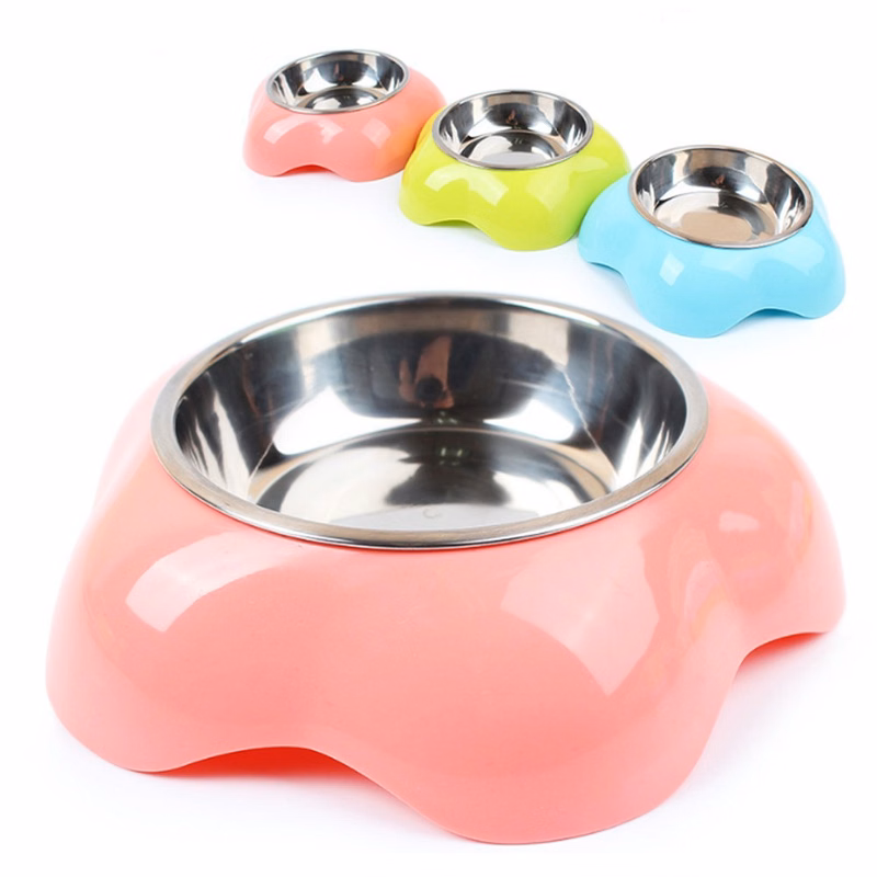 Flower Shape Pet Bowl With Stainless Steel Bowl