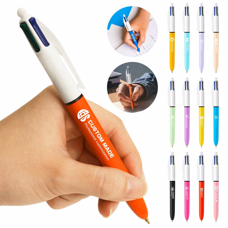 4-In-1 Button-Operated Plastic Ballpoint Pen