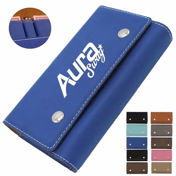 Custom Portable Game Pouch in PU Leather — Dice & Cards Organizer Promo