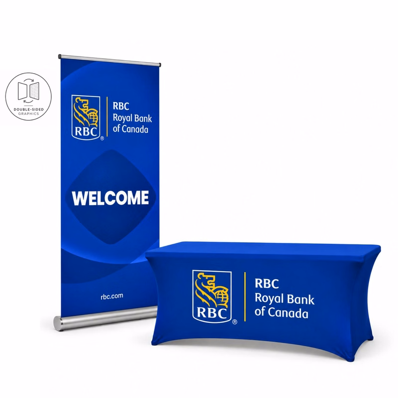 Superior Tradeshow Package, Deluxe Pull up Banner (DP780) + Stretch fit tablecloth 6' (SU544)
