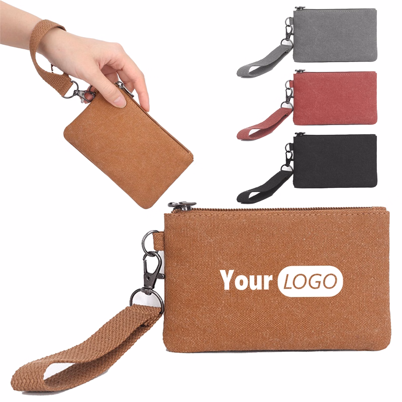 Canvas Durable Canvas Coin Purse With Custom Logo