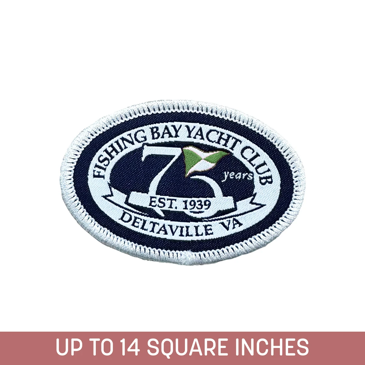 Woven Sticker (Stick-On) Up To 14 Sq. In. w/ Embroidered Edge (4-ply) 1