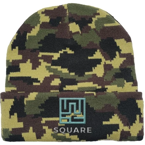 Camo Pattern Cuffed Stretch Beanie with Custom Logo 1