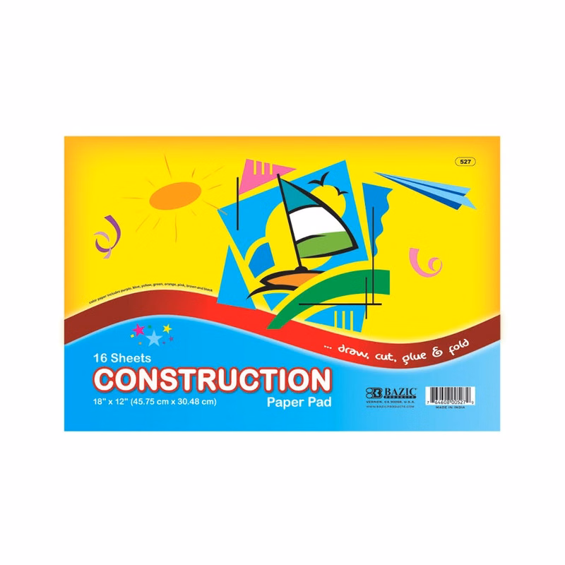 Construction Paper Pads - 18" x 12" 16 Sheets