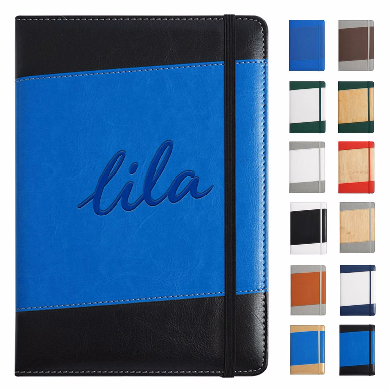 A5 PU Patchwork Business Notebook w/ Strap