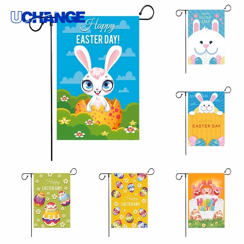 2-Layer Garden Flag with Metal Pole for Outdoor Use
