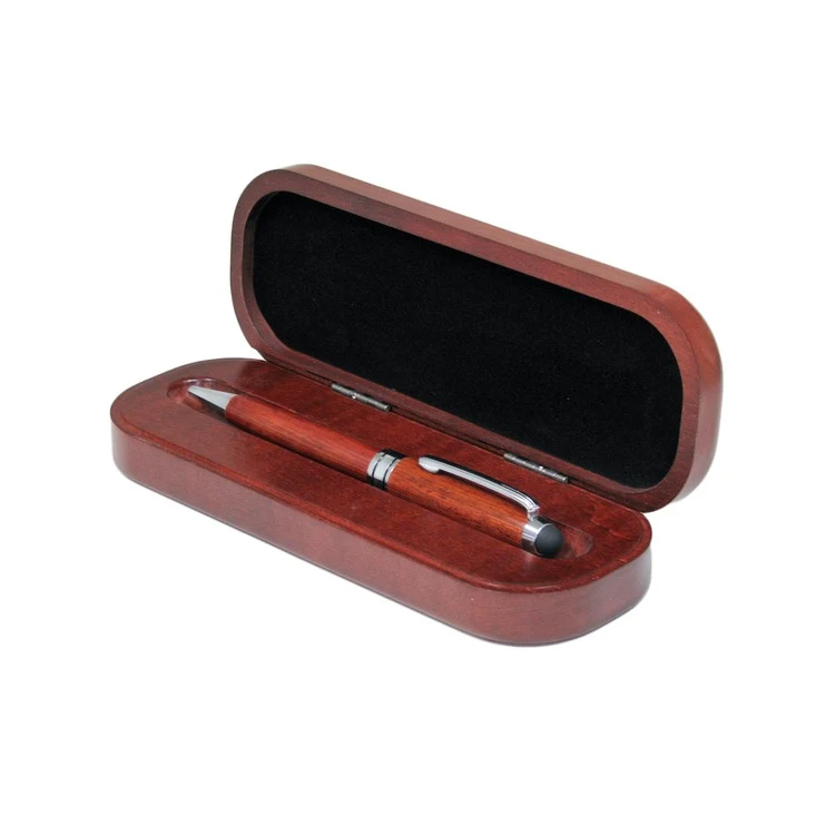 Deluxe Wood Single Pen Box with Pen, 7 x 2 1/2 x 1 1/4" 1