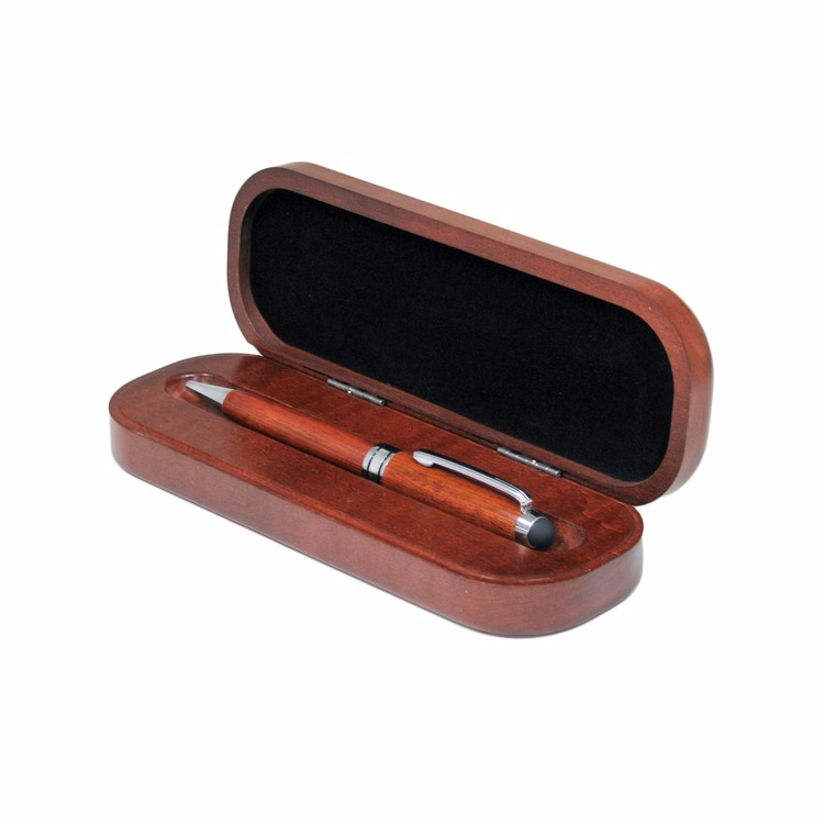 Deluxe Wood Single Pen Box with Pen, 7 x 2 1/2 x 1 1/4"