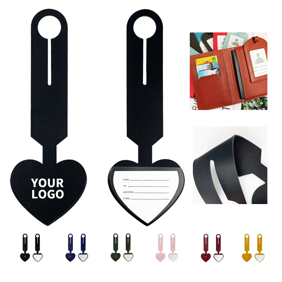 Heart Shape Travel Tag Faux Leather 9.4" Length x 3.4" Width 1