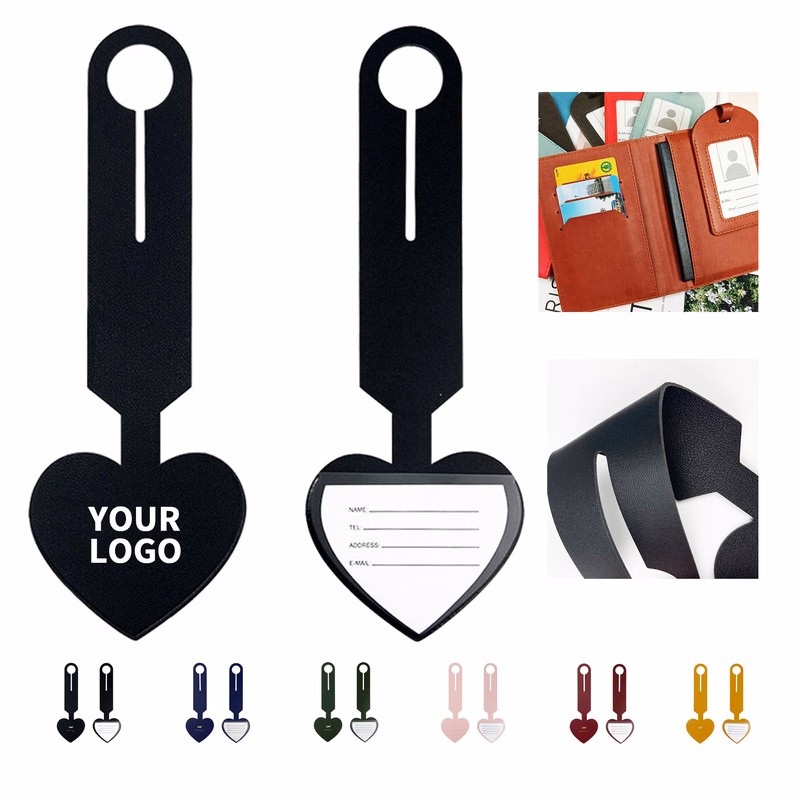 Heart Shape Travel Tag Faux Leather 9.4" Length x 3.4" Width