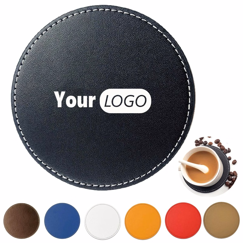Round PU Leather Coaster For Table Surface Protection