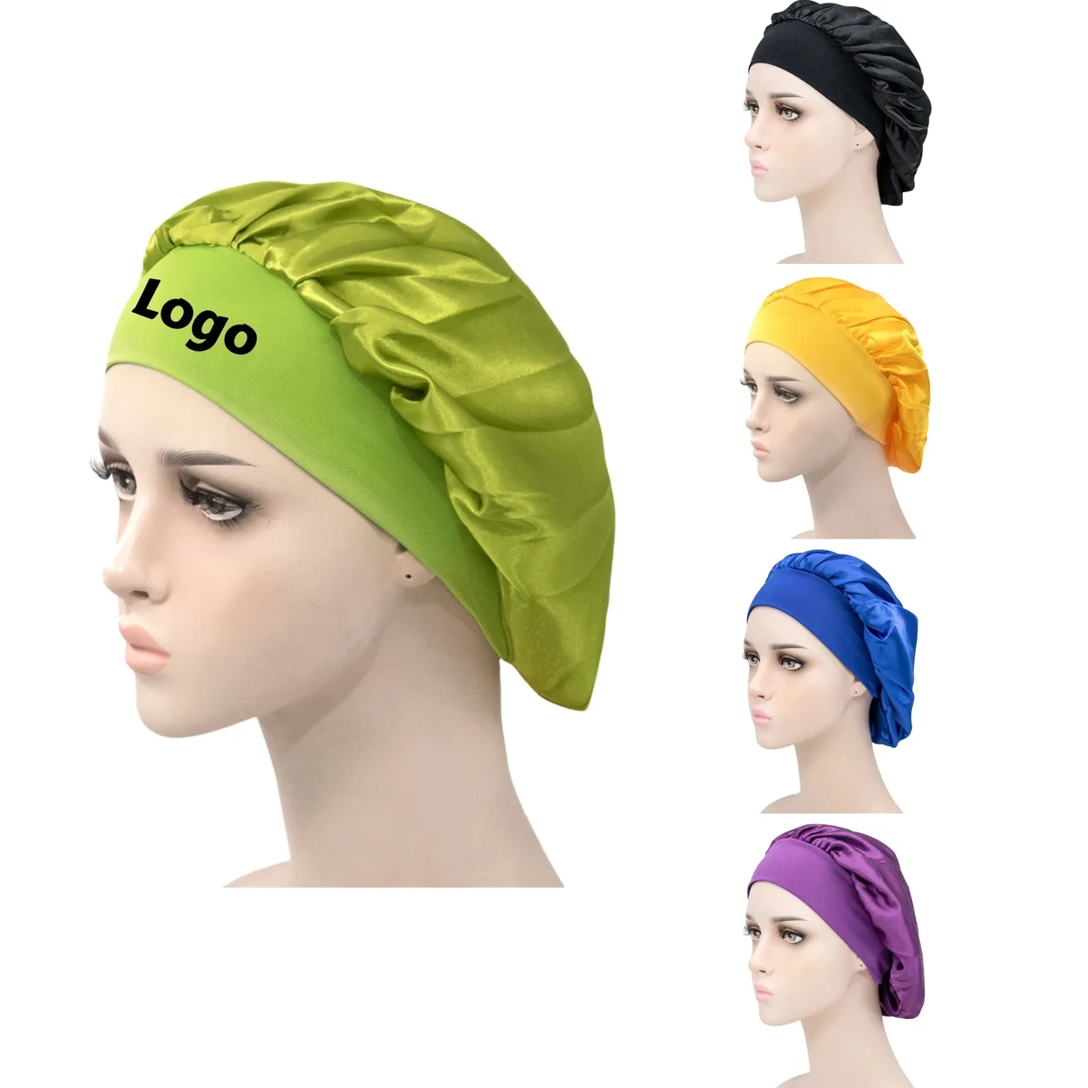 Wide Brim Sleep Cap Hair Protection Satin Lined 1