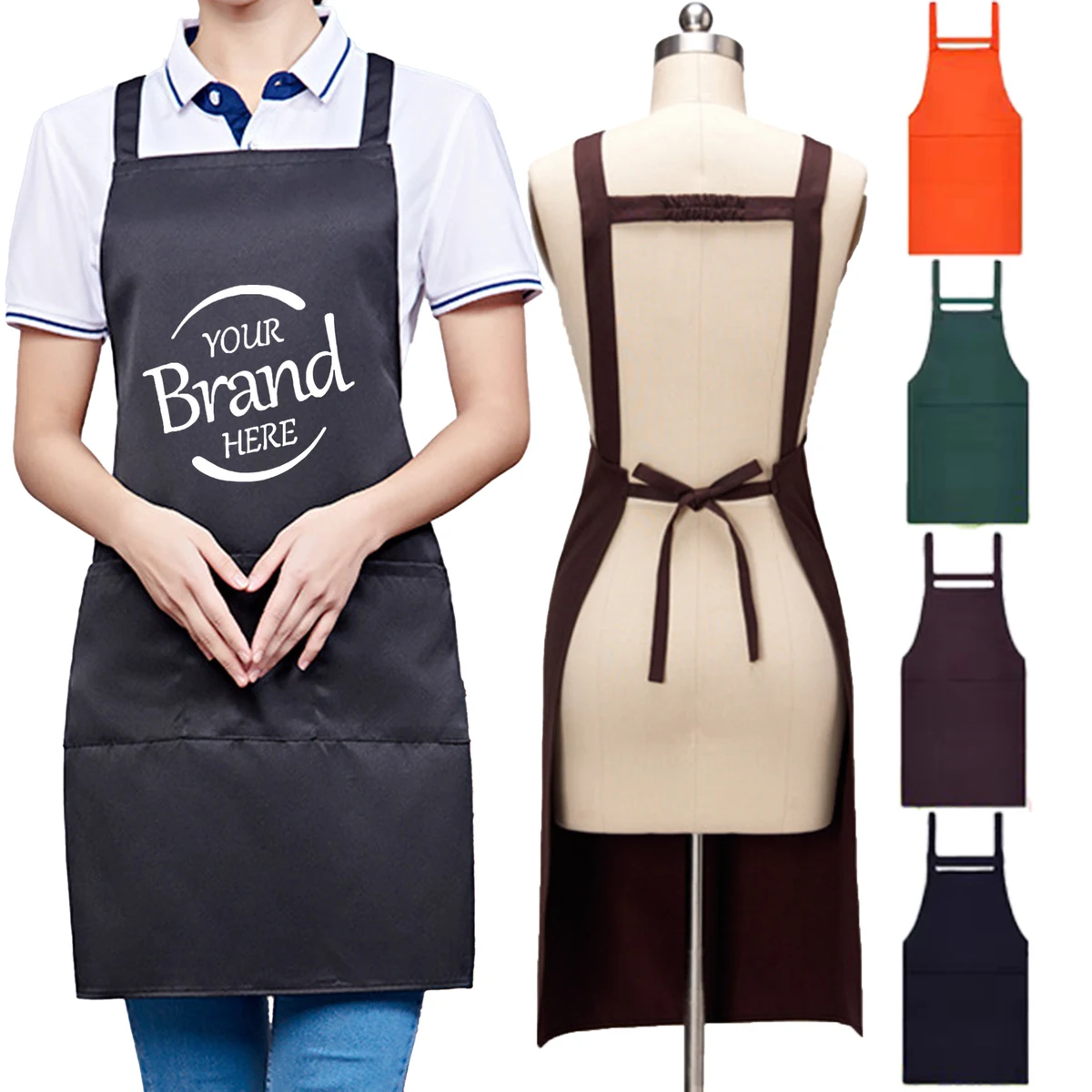 Adjustable Kitchen Apron w/2 Pockets 1