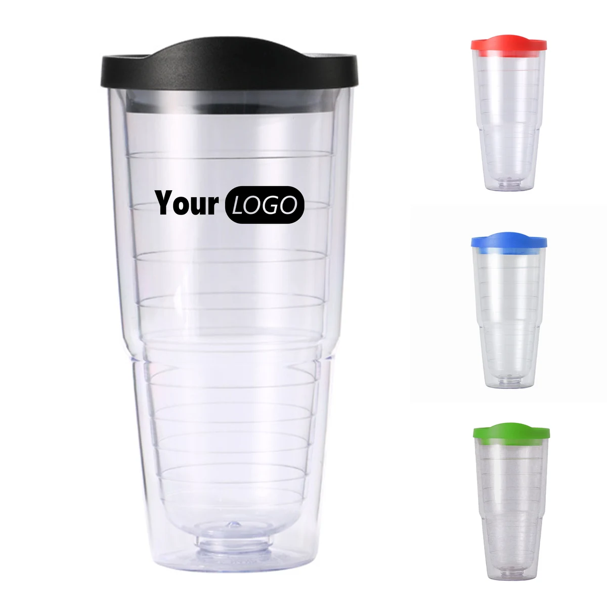 Plastic Double Layer Transparent Threaded Inner Plastic Cup 1